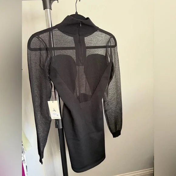 Atoir Roma Dress - Chic Black Mesh Long Sleeve Dress - Picture 9 of 12